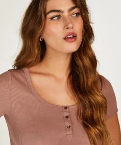 Kurzärmeliges Pyjama-Top Henley -Hunkemöller-Shop 201711 2 2