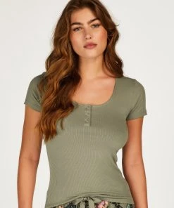 Kurzärmeliges Pyjama-Top Henley